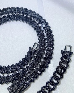 Plata de Ley 925, moissanita negra, Barbilla cubana, hermosa pulsera de moissanita negra, fabricación para joyería de hip hop - Product Image 1