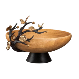 Cuenco de madera de acacia Premium hecho a mano, cuenco elegante para servir con elegantes asas de latón para vajilla y decoración del hogar - Product Image 6