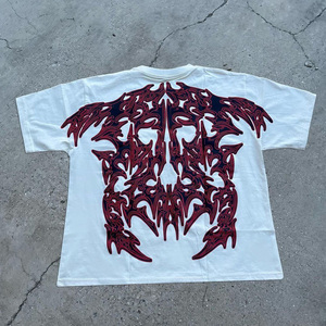 T-shirt graphique bleu, design oversize, streetwear, tee-shirt en coton, haut décontracté, mode - Product Image 4