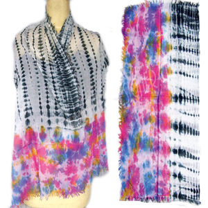 ผ้าคลุมไหล่ผ้าฝ้าย100% แบบดั้งเดิมพิมพ์ลายมัดย้อมผ้าพันคอสำหรับฤดูใบไม้ผลิ - Product Image 1