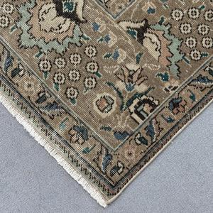 Turkish Vintage Rug, 9.8x12.7 ft Oversize Rug, <b>Brown</b> Blue Floral <b>Wool</b> Rug - Product Image 4