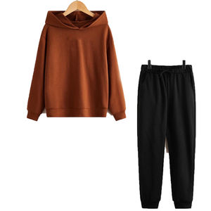 เสื้อสเวตเตอร์มีฮู้ดสองชิ้นแบบลำลองมีฮู้ดโอเวอร์ไซส์กางเกงกีฬาวอร์มชุดวิ่งจ๊อกกิ้งแนวสตรีทแวร์ - Product Image 6