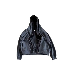 Personnalisé 100% Coton Épaule tombante Vintage Lavé Hommes Boxy Sweat À Capuche Respirant Avec Fermeture Éclair Cropped Boxy Sweat À Capuche Double Zippé pour homme - Product Image 1