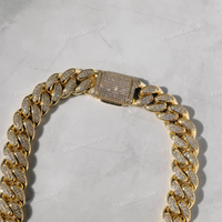 Chaîne cubaine Miami Hip Hop unisexe entièrement sertie de moissanite VVS1 taillée 19MM, plaqué or jaune massif, 16-24 pouces, prix fabricant