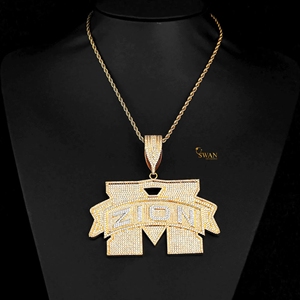 Lấp lánh 925 Bạc phòng thí nghiệm phát triển kim cương <span class=keywords><strong>zion</strong></span> Mặt dây chuyền Iced hip hop tuyên bố Vòng cổ cá nhân món quà trang sức người đàn ông phụ nữ IGI - Product Image 4