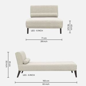Chaise longue contemporaine en tissu RHS dans une application de salon crème ivoire - Product Image 2