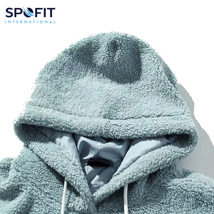 Sweats à capuche en molleton sherpa 100% coton brodés sur mesure, grande taille, séchage rapide, respirant, streetwear d'hiver pour hommes, poids lourd - Product Image 3