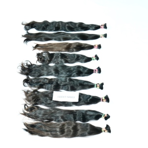 Extensions de cheveux humains vierges en vrac naturels en gros, corps droit à cuticule alignée brut non traité indien à vagues profondes en vrac - Product Image 2
