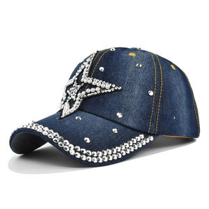 Rhinestone Pattern Baseball Cap Denim Hat Back Buckle Adjustable Hop Hat All-match Outdoor <b>Sunscreen</b> Hat - Product Image 5