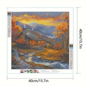 Whosale 5D Round Diamond Painting Set Peint à la Main Mountain Cabin Landscape Art Kits Frameless Home Decoration - Product Image 2