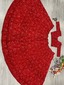 Femmes Floral dégradé imprimé dessiné à la main Style traditionnel Lehenga Choli coupe régulière tenue de fête adultes taille 2XL indien pakistanais - Product Image 6