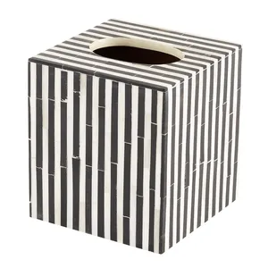 Boîte à mouchoirs rectangulaire en bois avec incrustations de os, design moderne, qualité exclusive, personnalisable, pour la maison, l'hôtel, le restaurant - Product Image 4
