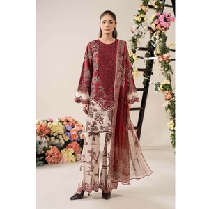 Hermoso vestido estampado de verano para bodas Viscosa Salwar Kameez en multicolor tradicional agradable para eventos indios paquistaníes - Product Image 5