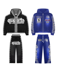 ชุดวอร์มฟอกสีวินเทจสำหรับฤดูหนาวเสื้อฮู้ดไหล่ตกกางเกงขาตรงสำหรับ2025ออกแบบได้ตามต้องการ - Product Image 1