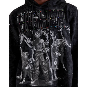 Sweat à capuche personnalisé avec logo, ODM, lourd, avec strass, imprimé, pour homme, 480 g/m², 100 % coton, molleton français, blanc, hiver - Product Image 4