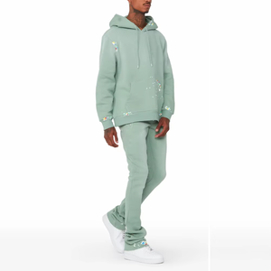 Survêtements de course évasés d'hiver en coton pour hommes, survêtement à capuche de nouveau style, ensemble de sweat à capuche streetwear, meilleures ventes - Product Image 3