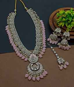 Ensemble de bijoux traditionnels indiens en or plaqué Kundan et ensemble de colliers en cuivre pour femmes et filles, accessoires indiens, bijoux pour femmes - Product Image 1