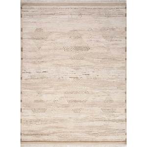 Alfombra Afgana de Lana Tejida a Mano, Color Marfil, 9x12, Diseño Geométrico Rectangular, Estilo Tabriz, para Entrada, Pasillo, Uso Doméstico - Re-1479 - Product Image 1