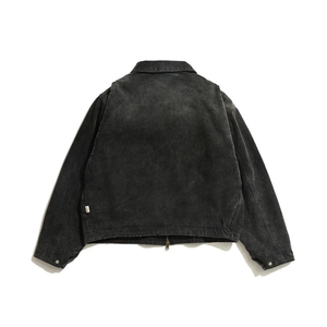 Chaqueta Detroit Unisex de Alta Calidad en Lona de Algodón, Cierre Completo, Estilo Vintage Personalizado, Lavado Ácido, Estilo Universitario - Product Image 2