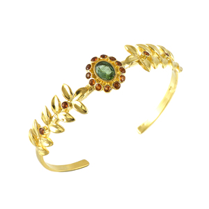 <b>Gold</b>-Plated Tourmaline And Hessonite <b>Beaded</b> <b>Bracelets</b> for Women Trendy Wedding Anniversary & Party Gift - Product Image 1