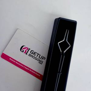 Pince à épiler pour cils GETUP BROSONS IMPEX de haute qualité en acier inoxydable, anti-magnétique, anti-statique, pointe lisse de 10 mm, poignée diamantée - Product Image 6