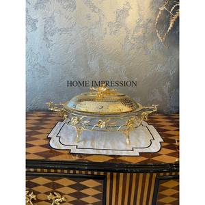 Plato de frotamiento de calidad lujoso chapado en oro de diseñador único más elegante, suministros para restaurantes y hoteles de la India - Product Image 3