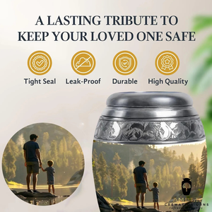 Elegante urna de cremación de aluminio recubierta de Meena grande (220 pulgadas cúbicas) y recuerdo (3 pulgadas cúbicas) urnas de cremación personalizadas - Product Image 3