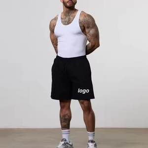 Pantalones cortos deportivos de malla holgados con logotipo personalizado para hombre, ropa de calle atlética informal, pantalones cortos para correr teñidos lisos - Product Image 1