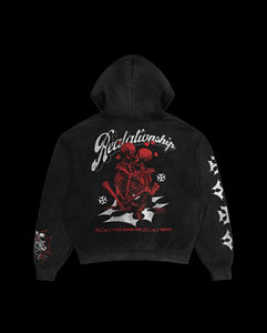 Sweat à capuche tendance avec motif squelette pour couple, streetwear, pull oversize avec imprimé gothique pour homme et femme - Product Image 1