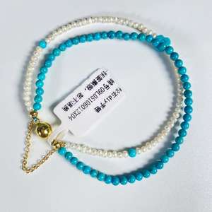 สร้อยข้อมือแบบทำมือของผู้หญิงสีเทอร์ควอยซ์หรูหราเป็นของขวัญสไตล์คลาสสิกรูปทรงเรขาคณิตของผู้จำหน่ายที่ดีสำหรับเด็กผู้หญิง - Product Image 2