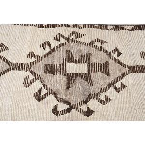 Vintage 2.4x9.9 ft Rug, Herki Turkish Rug, <b>Brown</b> Abstract Rug <b>Wool</b> - Product Image 5