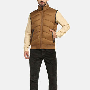 Venta al por mayor acolchado Stand Collar cremallera Puffer hombres chaleco a prueba de viento Casual Wear Puffer manga chaquetas - Product Image 3