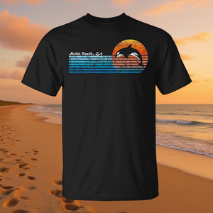 Hobie Beach South Africa Retro 80s Orka Sunset T-shirt unisexe à col rond et manches courtes pour adulte promotionnel - Product Image 3