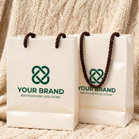 Sac cadeau en carton blanc épais de qualité supérieure Allwin Packfactory, sac de shopping luxueux laminé avec une poignée en ruban résistante