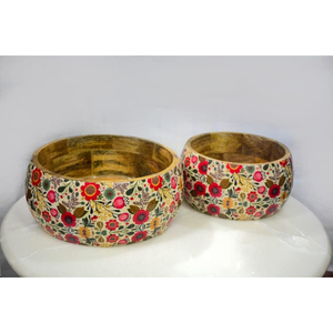 ชามใส่ผลไม้อาหารทำด้วยมือชามใส่ช็อคโกแลตขนาดกลางดีไซน์เคลือบทำจากไม้สำหรับงานปาร์ตี้ - Product Image 6