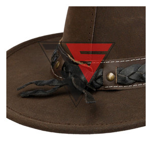 Sombreros de vaquero de piel de vaca con diseño de cuero de alta calidad para hombres, sombreros occidentales de moda para adultos - Product Image 4