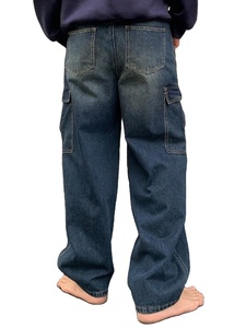 Basic Blue Core Baggy Cargo <b>Jeans</b> Waterproof 100% Cotton <b>Elastic</b> <b>Waist</b> - Product Image 3