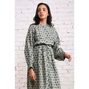 Robe maxi florale avec fermetures éclair et volants, taille unique, viscose, style soirée - Product Image 1