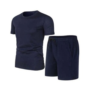 Camisetas de nuevo diseño de alta calidad con pantalones cortos 100% algodón verano 2 piezas camiseta pantalones cortos conjuntos gemelos traje de hombre de gran tamaño de peso pesado - Product Image 5