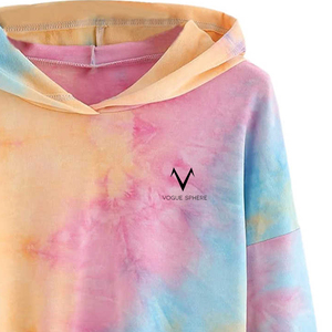 Sudadera con capucha corta multicolor de alta calidad para mujer, hecha a medida para la temporada de invierno, tela de punto estampada, precio de venta completo - Product Image 5