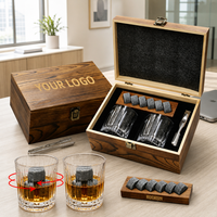 SHUNSTONE Gobelet à whisky à rayures verticales avec pierres réfrigérantes et coffret cadeau pour événements d'affaires, hommes et bar à domicile