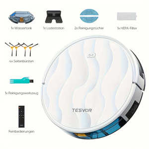 Aspiradora Robótica Inteligente Tesvor, 6000 Pa de Succión Potente, Navegación LDS, Tanque de Agua de 350 ml para Función de Fregado, Plástico - Product Image 5