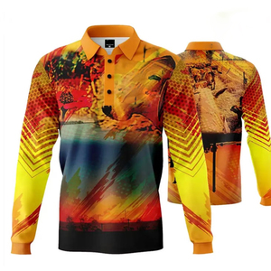 Unisex Polo Fishing <b>Shirts</b> Long Sleeve Upf Uv protection Button Fishing Wear With Custom Sublimated Printing <b>Hiking</b> <b>Shirt</b> - Product Image 1