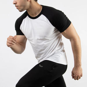 Camiseta Deportiva de Manga Corta para Hombre, Cuello Redondo, Manga Raglán en Contraste, Elástica, Transpirable, para Gimnasio y Entrenamiento - Product Image 3