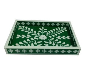 Plateau de service décoratif en bois massif fabriqué à la main pour gâteaux et aliments Plateaux de service en incrustation d'os en nacre d'Inde - Product Image 2