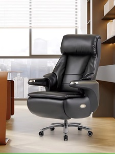 Chaise de bureau ergonomique à dossier haut, support lombaire, design moderne, base en acier inoxydable, hauteur réglable, accoudoirs fixes - Product Image 4