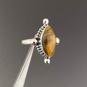 Anillo Gótico de Plata 925 con Gemas Shama Hechas a Mano, Ojo de Tigre, Ágata, Bañado en Rodio, Talla Personalizada, Estilo Bohemio Clásico para Hombre, para Boda - Product Image 3