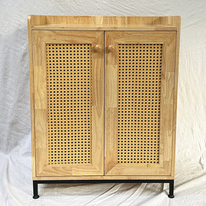 Modern KTB68119 Living Room Furniture <b>Console</b> Table Sideboard with Rattan Doors and Iron Base Decorative Cabinet for Home Use - Product Image 4