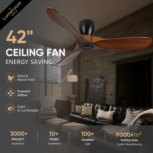 42 Inch Low Profile <b>Ceiling</b> <b>Fan</b> No Light <b>with</b> <b>Remote</b>, Solid Wood Flush Mount Quiet DC Motor <b>Ceiling</b> <b>Fan</b> - Product Image 2