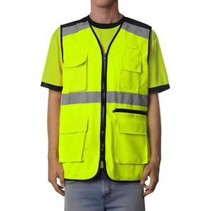 Chaleco de construcción de verano, chaqueta de lona de tira reflectante de alta visibilidad, ropa exterior para seguridad, patrón sólido, precio al por mayor - Product Image 3